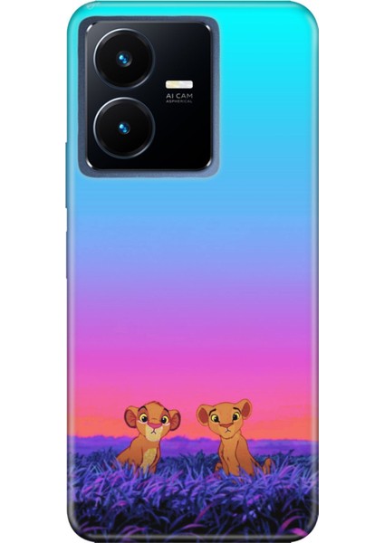 Vivo Y22S - Y35 Uyumlu Kılıf Silikon Desenli Resimli Kapak Junior Aslanlar
