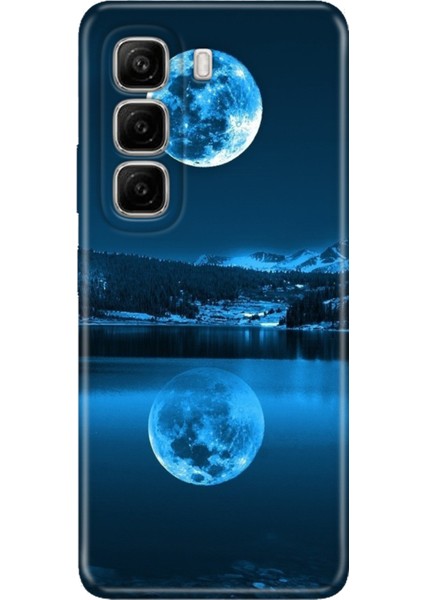 Infinix Hot 50 Pro 4g Kılıf 6.78 Inc Kamera Koruma Silikon Baskılı Dolunay Deniz