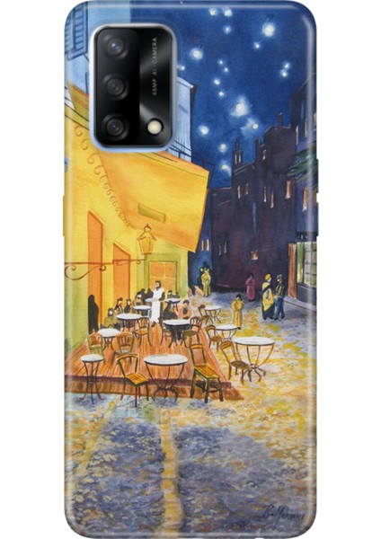 Oppo A74 4g Uyumlu Kılıf Silikon Desenli Resimli Kapak Night Cafe