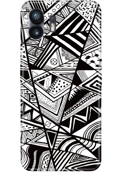 Nothing Phone 2 Uyumlu Kılıf Şeffaf Baskılı Kapak Silikon Siyah/beyaz