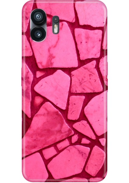 Nothing Phone 2 Uyumlu Kılıf Şeffaf Baskılı Kapak Silikon Pembe Beton