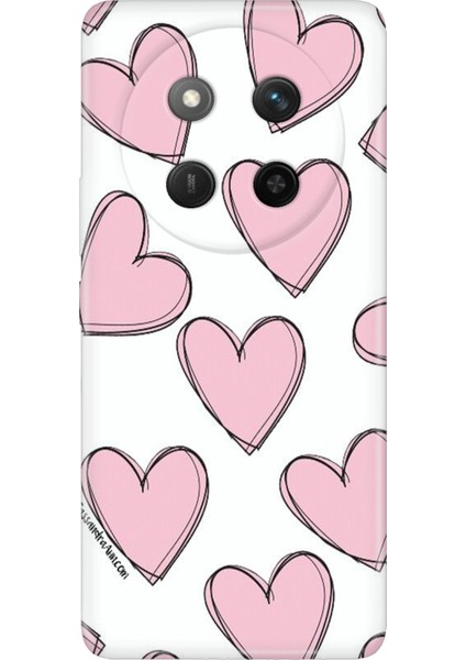 Honor X60 Pro - X9C 5g Kılıf Renkli Silikon Baskılı Tpu Pembe Çizgili Kalpler