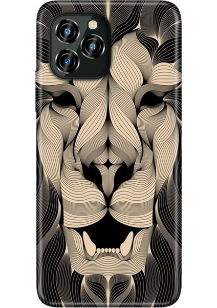 Oukitel C21 Pro Kılıf Silikon Desenli Resimli Uv Kapak Altın Aslan Mandala