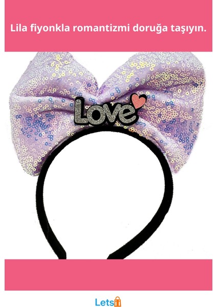 LED Işıklı Gümüş Love Yazılı Lila Fiyonk Taç fiyatları