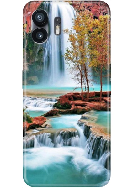 Nothing Phone 2 Uyumlu Kılıf Şeffaf Baskılı Kapak Silikon Şelale