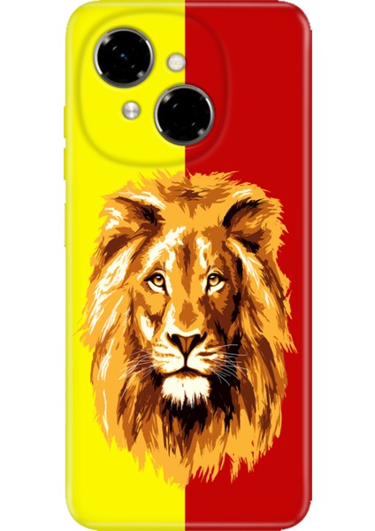 Tecno Spark Go 1 2025 6.67" Kılıf Renkli Silikon Baskılı Tpu Sarı Kırmızı Parçalı Aslan