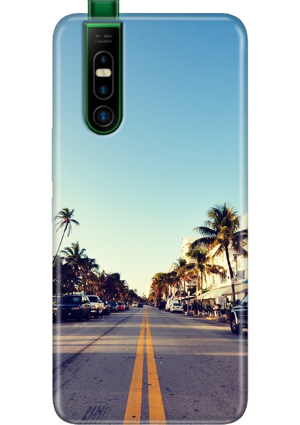 Infinix S5 Pro Kılıf Silikon Desenli Infinix S5 Pro Miami Sunset