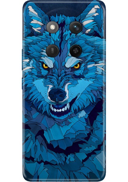 Honor X60 Pro - X9C 5g Kılıf Renkli Silikon Baskılı Tpu Mavi Çizim Kurt