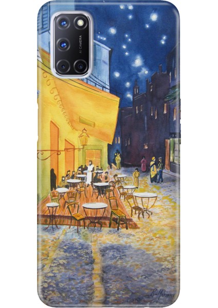 Oppo A52 A72 A92 Uyumlu Kılıf Silikon Desenli Resimli Kapak Night Cafe