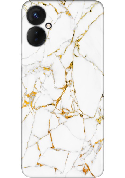Oneplus 9 Pro Kılıf Silikon Desenli Resimli Uv Kapak Sarı Beyaz Mermer