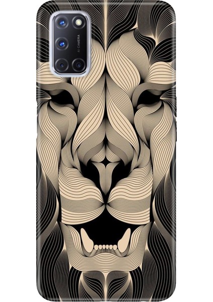 Oppo A52 A72 A92 Uyumlu Kılıf Silikon Desenli Resimli Kapak Altın Aslan Mandala