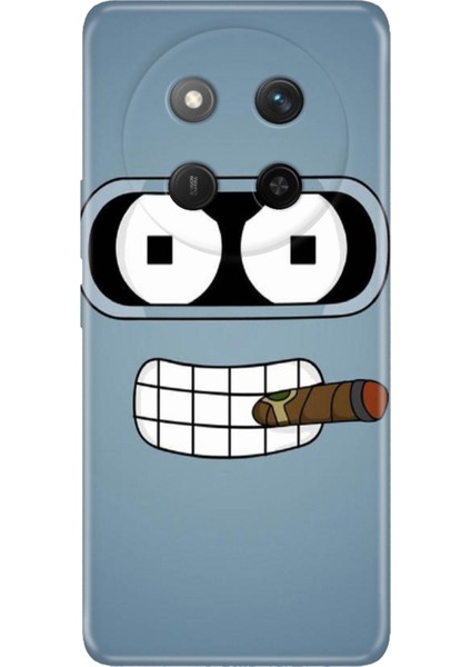 Honor X60 Pro - X9C 5g Kılıf Dekoratif Silikon Baskılı Kapak Robot Smoke