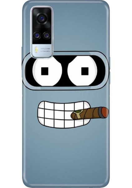 Vivo Y51 Uyumlu Kılıf Desenli Baskılı Silikon Robot Smoke