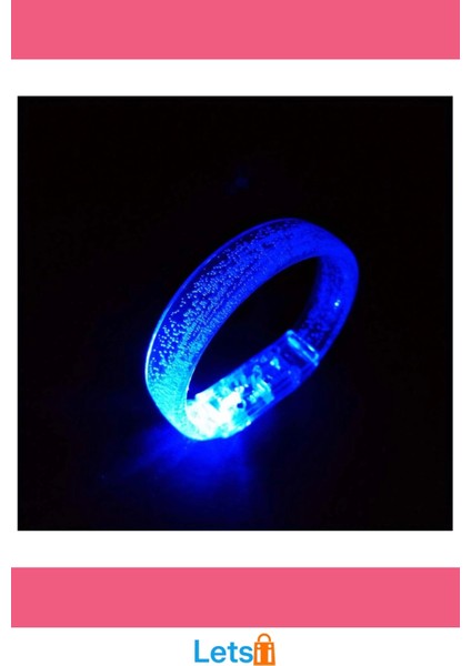 Mavi LED Işıklı Pilli Baskı Yapılabilen Bileklik Bilezik 1,5 cm modelleri