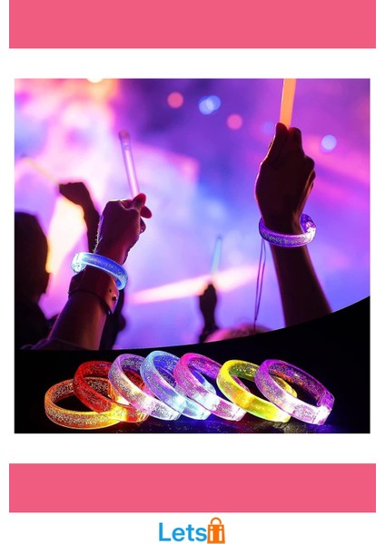 Mavi LED Işıklı Pilli Baskı Yapılabilen Bileklik Bilezik 1,5 cm indirimleri