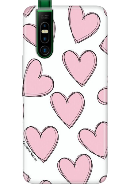 Infinix S5 Pro Kılıf Telefon Kılıfı S5-Pro Baskılı Pembe Çizgili Kalpler