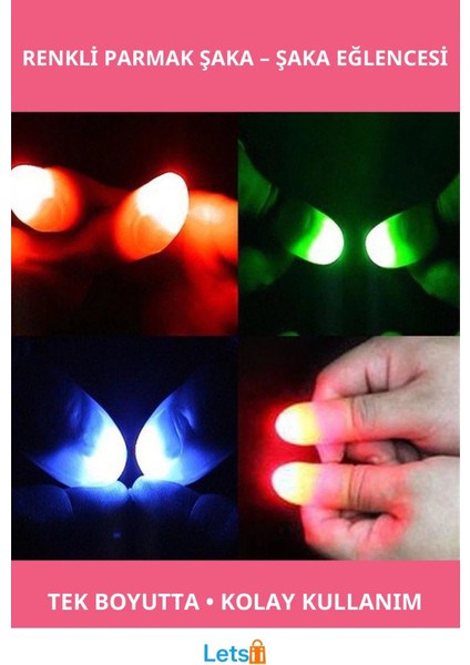 LED Işıklı Renkli Sihirli Parmak Eğlence Araçlı Şaka