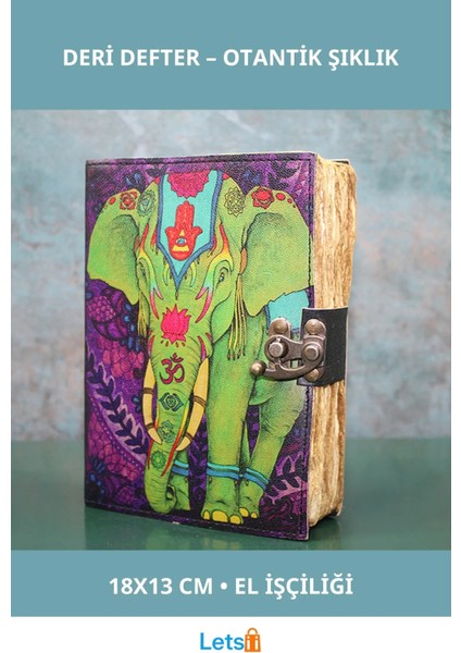 Fil Tasarımı Otantik Deri Defter 18X13 cm