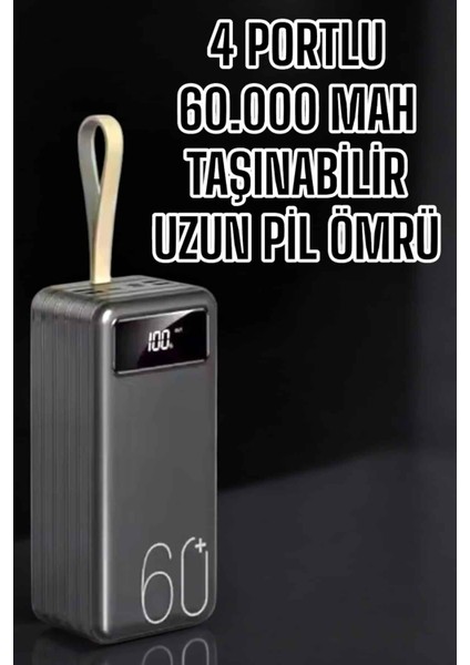 Powerbank 60.000 Mah Hızlı Şarj 4 Çıkışlı Uzun Şarj Süreli Dijital Göstergeli fiyatları