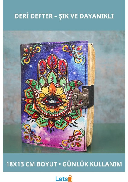 Şık Deri Kapaklı Günlük Defter 18X13 cm