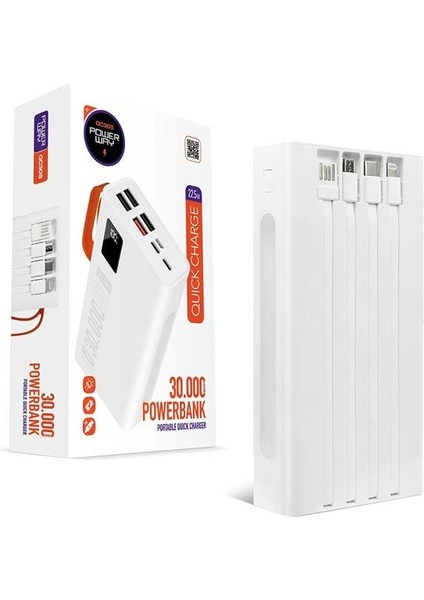 Powerway QC30S 30000Mah Dijital Göstergeli Powerbank