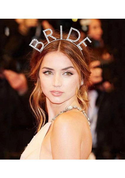 Bekarlığa Veda Mega Boy Kristal Taşlı Gümüş Bride Taç Gelin Tacı 20X21 cm (K95)