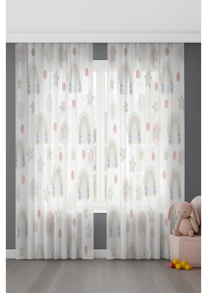 Balerin Kelebek ve Çiçekli Çocuk Odası Tül Perde