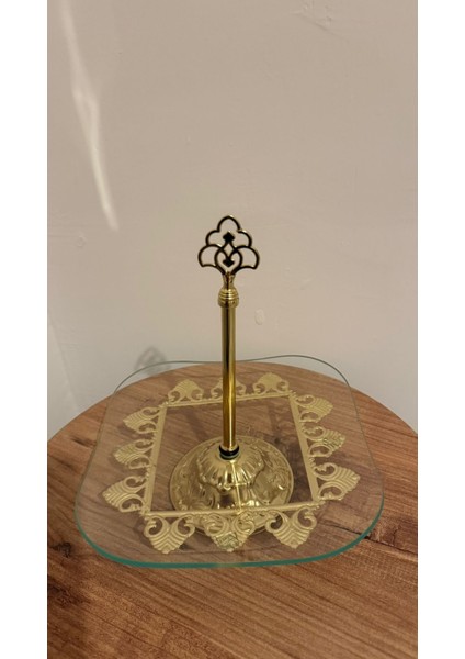 Tek Katlı Şekerlik Lokumluk Cam Gold Metal