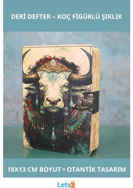 Renkli Otantik Koç Tasarımlı Deri Defter Model 2