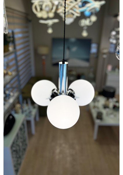 Globe Black & Silver TRİO BEYAZ Cam Avize fiyatları