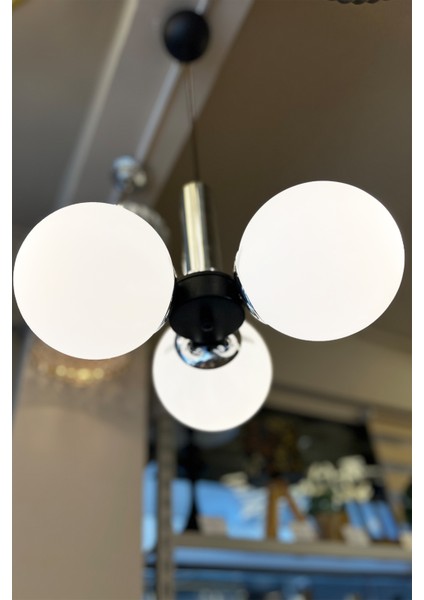 Globe Black & Silver TRİO BEYAZ Cam Avize modelleri