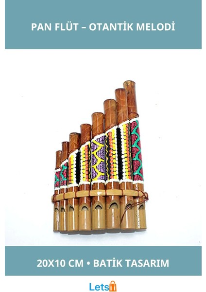 Şık Bambu Batıklı Pan Flüt 20X10 cm Doğal Müzik Aleti