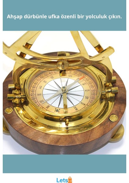 Ahşap Metal Masa Üstü Pusulalı Dürbün 25X28 cm Dekoratif Objeler fiyatları
