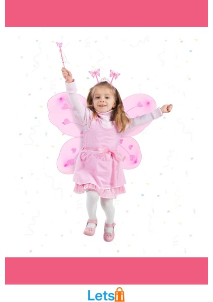 Toz Pembe Kelebek Kanadı Tacı ve Sopası modelleri