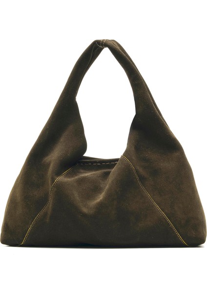 Poche Haki Süet Kadın Çanta