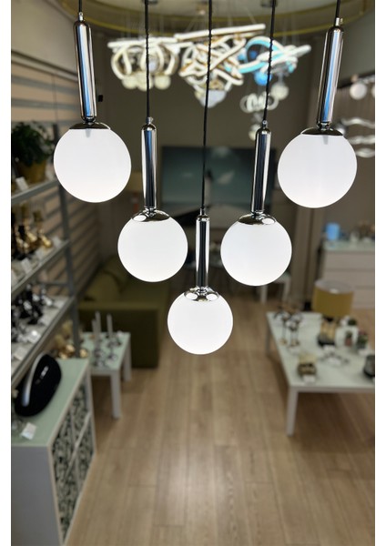 Globe Linear Black & Silver 5'li Beyaz Cam Avize fiyatları