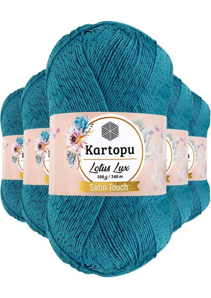 5 Adet Lotus Lux Bikini Büstiyer Bluz Simli Örgü Ipi K512 Turquaz