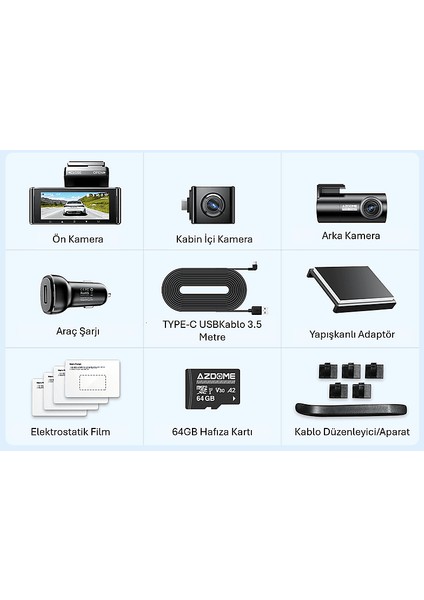 M550 Pro 3 Kameralı 150 ° Görüş Açışı 4K Ultra Hd Gece Görüşlü Wifi Araç Içi Kamera modelleri