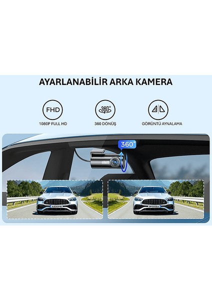 M550 Pro 3 Kameralı 150 ° Görüş Açışı 4K Ultra Hd Gece Görüşlü Wifi Araç Içi Kamera