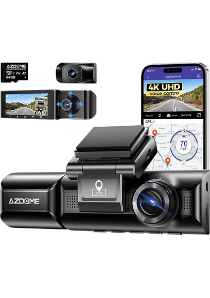 M550 Pro 3 Kameralı 150 ° Görüş Açışı 4K Ultra Hd Gece Görüşlü Wifi Araç Içi Kamera