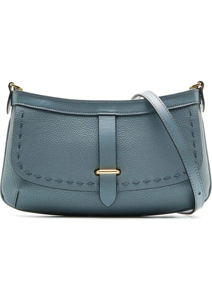 Seamy Gri Hakiki Deri Kadın Çanta