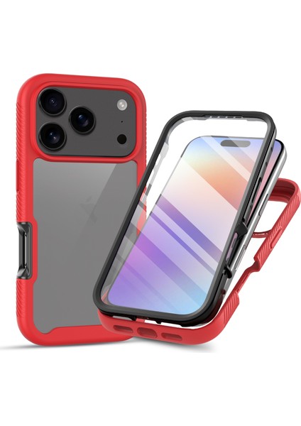 iPhone 17 Pro Kılıfı, Dahili Ekran Koruyuculu Tampon, iPhone 17 Pro Için Tam Koruma Koruyucu Kılıf, Kırmızı (Yurt Dışından)