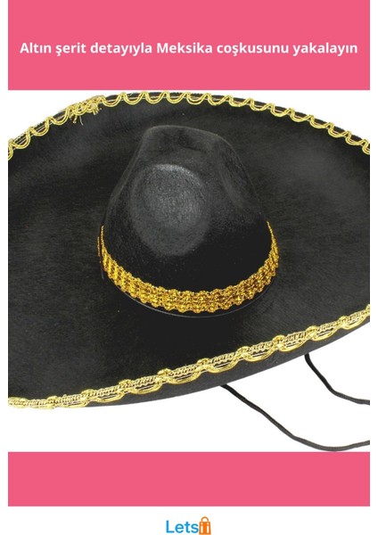 Altın Şeritli Sombrero Meksika Şapkası Yetişkin Boy fiyatları