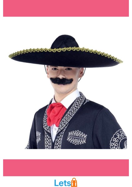 Altın Şeritli Sombrero Meksika Şapkası Yetişkin Boy modelleri