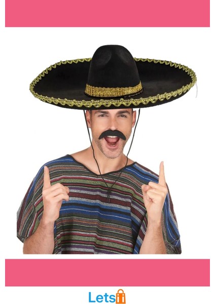 Altın Şeritli Sombrero Meksika Şapkası Yetişkin Boy fırsatları
