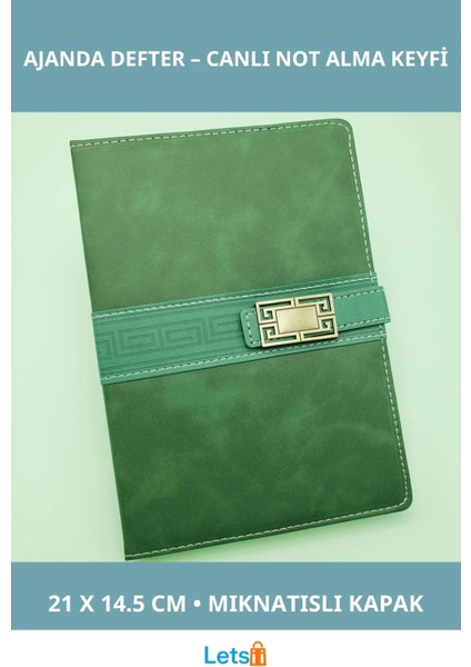 Şık Yeşil Renk Tarihsiz Ajanda Defter A5 Boyut