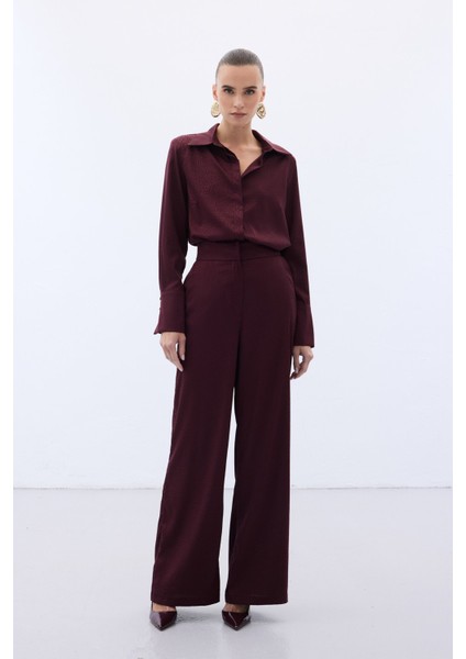 Jakarlı Pantolon - Bordo