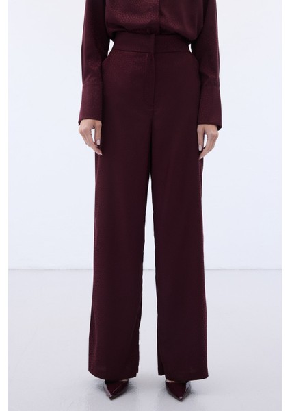 Jakarlı Pantolon - Bordo