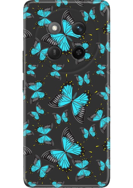 Honor X60 Pro - X9C 5g Kılıf Renkli Silikon Baskılı Tpu Mavi Kelebek