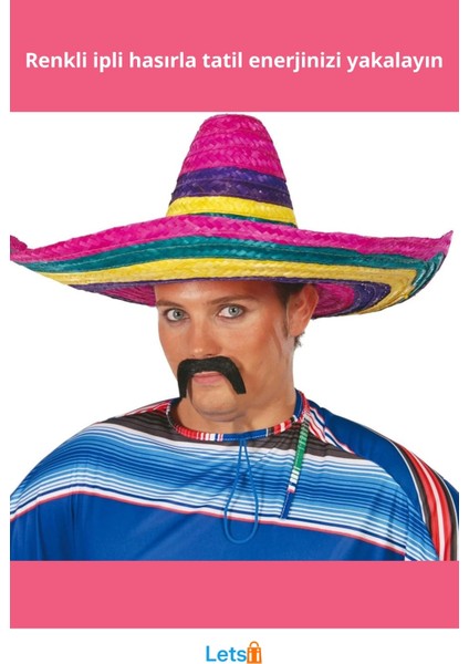 Renkli Örme Hasır Sombrero Meksika Şapkası Yetişkin Boy fiyatları